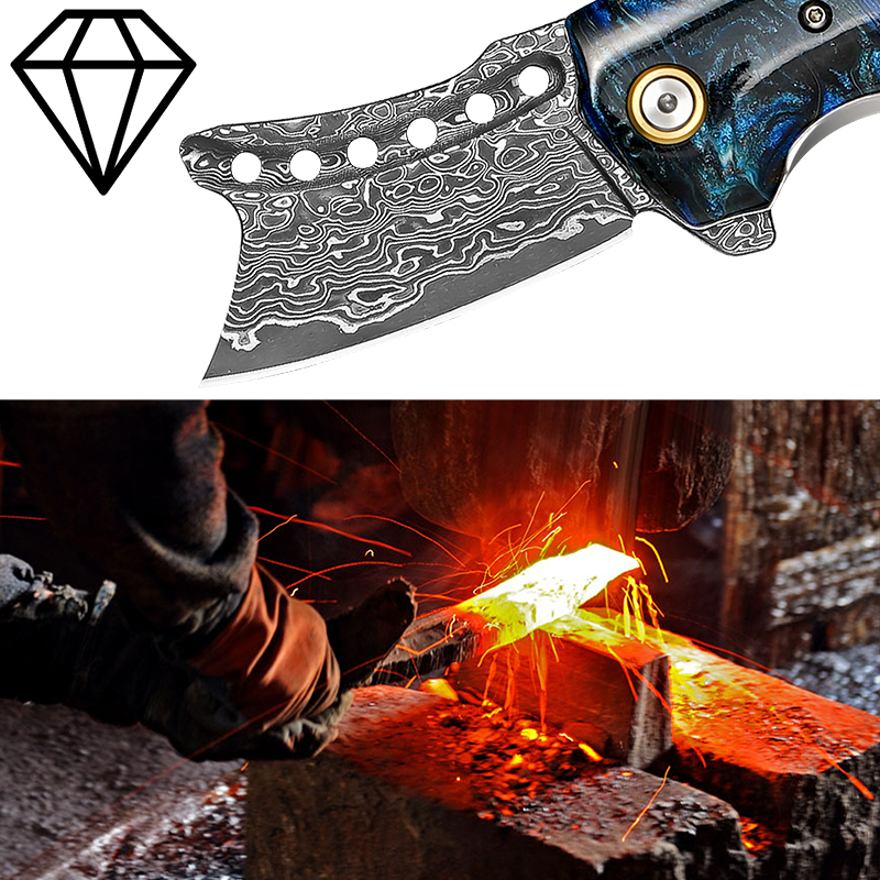 Handmade Damascus Steel Pocket - Edc Carry Pocket Knife ulasan dan harga